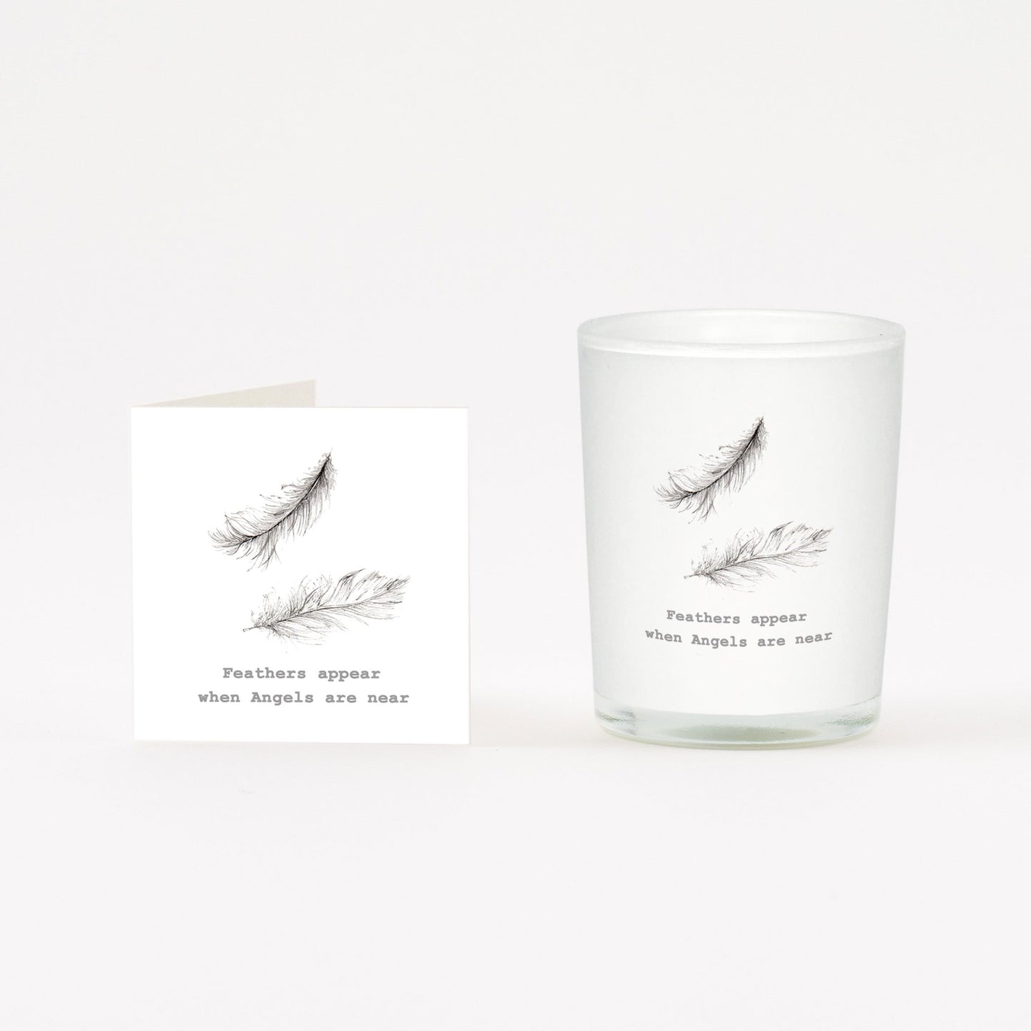Feathers Boxed Candle and Card Candles Crumble and Core White 20cl 