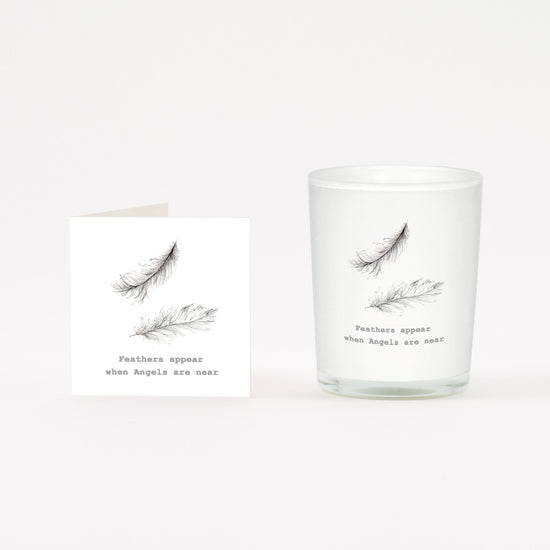 Feathers Boxed Candle and Card Candles Crumble and Core White 20cl 