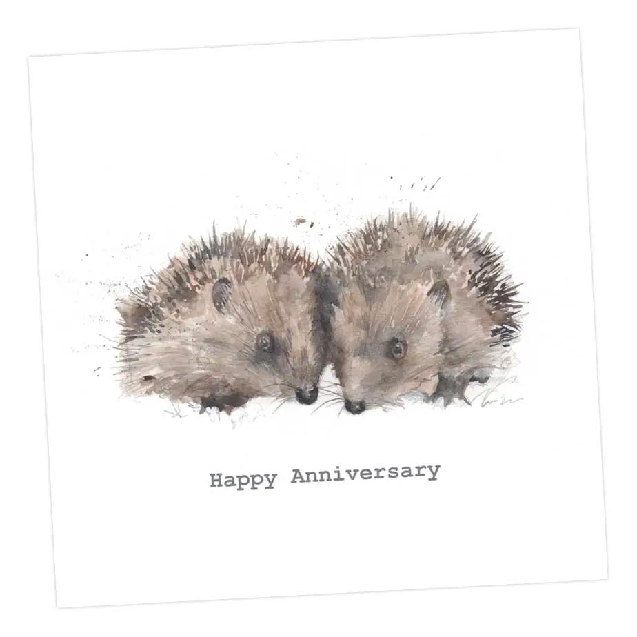 Mr and Mrs Hedgehog Anniversary Card Greeting & Note Cards Crumble and Core 12 x 12 cm  