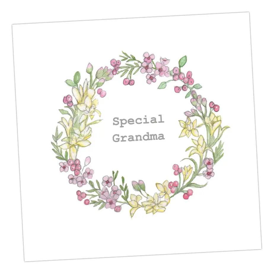 Special Grandma Wreath Greeting & Note Cards Crumble and Core 15 x 15 cm  