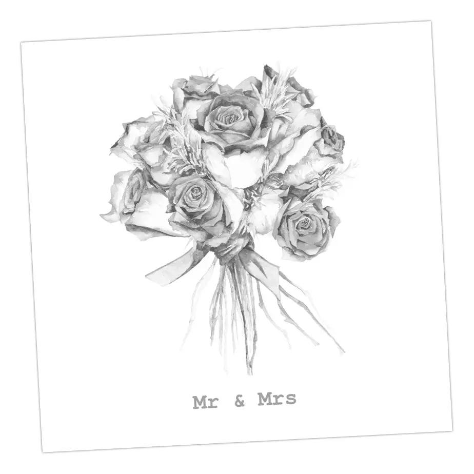 Mr & Mrs Wedding Bouquet Greeting & Note Cards Crumble and Core 15 x 15 cm  