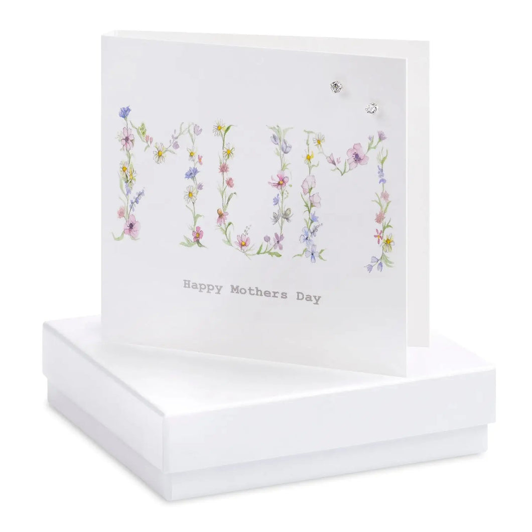 Boxed Floral Mum Happy Mother's Day Earring Card Earrings Crumble and Core White  