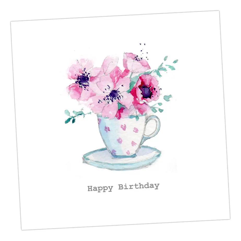 Spotty Teacup Birthday Card Greeting & Note Cards Crumble and Core 12 x 12 cm  