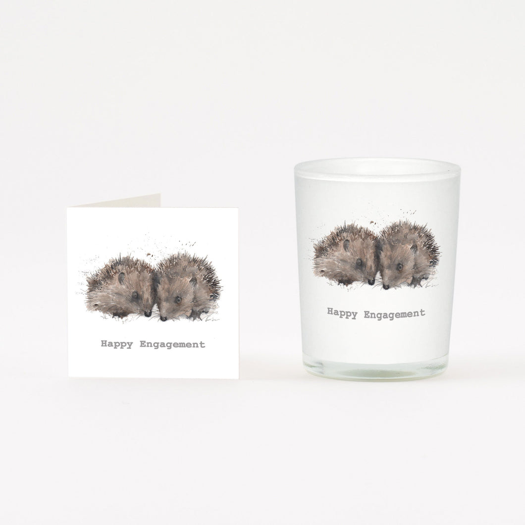 Hedgehogs Engagement Boxed Candle and Card Candles Crumble and Core White 20cl 