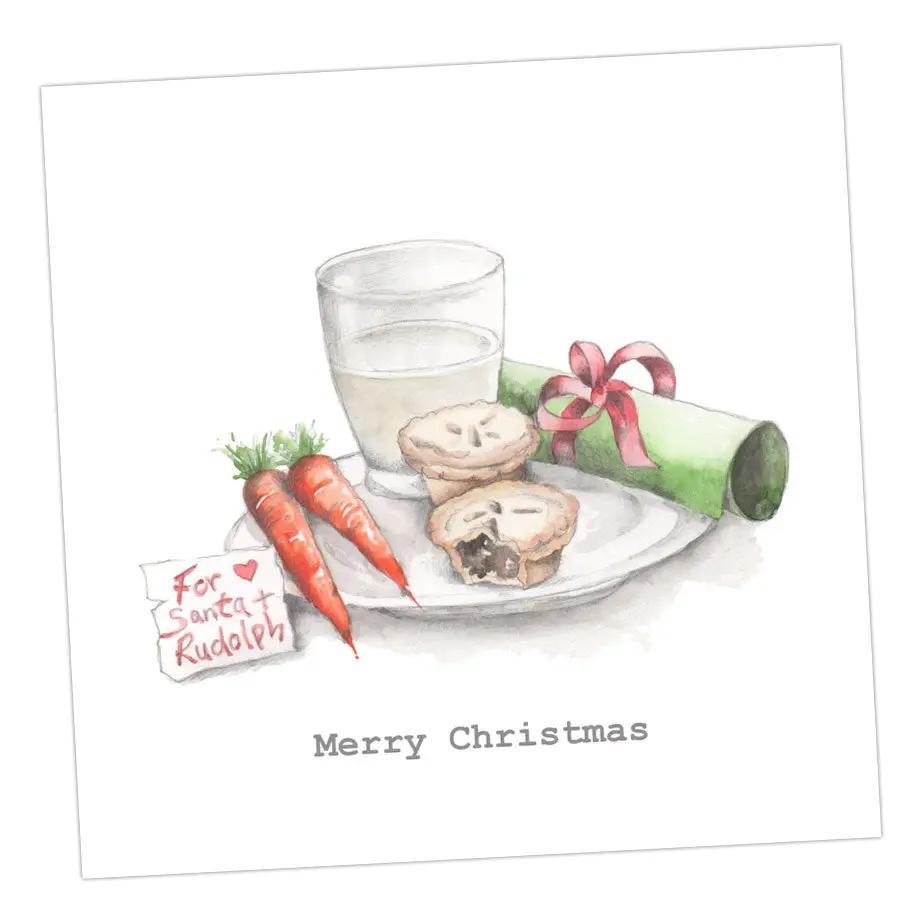 Santa & Rudolph's Christmas Snack Card Greeting & Note Cards Crumble and Core 12 x 12 cm  