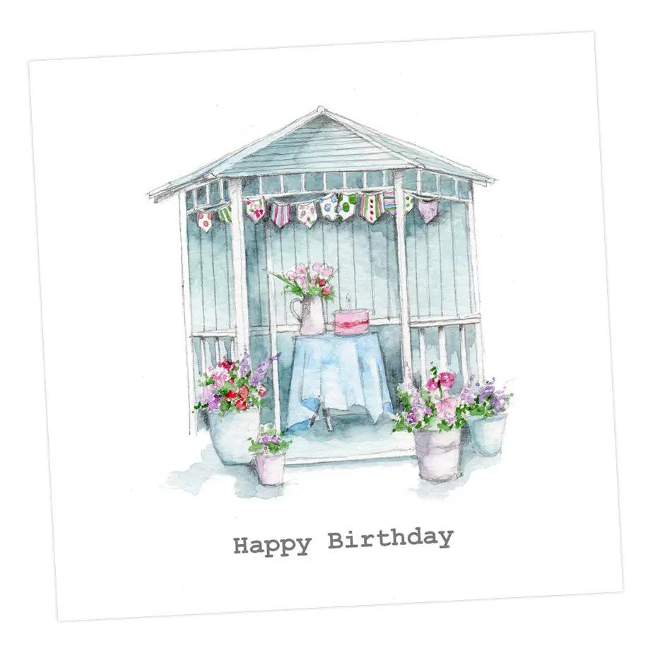Blue Summerhouse Happy Birthday Card Greeting & Note Cards Crumble and Core 12 x 12 cm  
