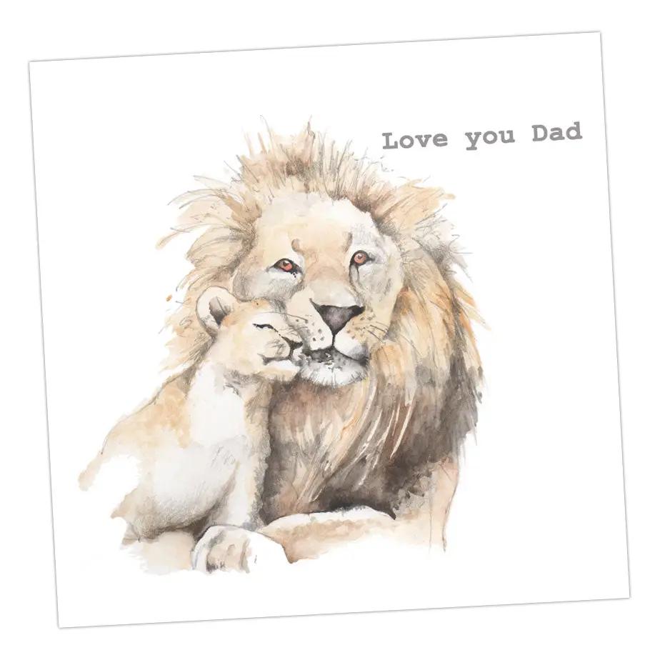 Lion and Cub - Love you Dad Card Greeting & Note Cards Crumble and Core 12 x 12 cm  