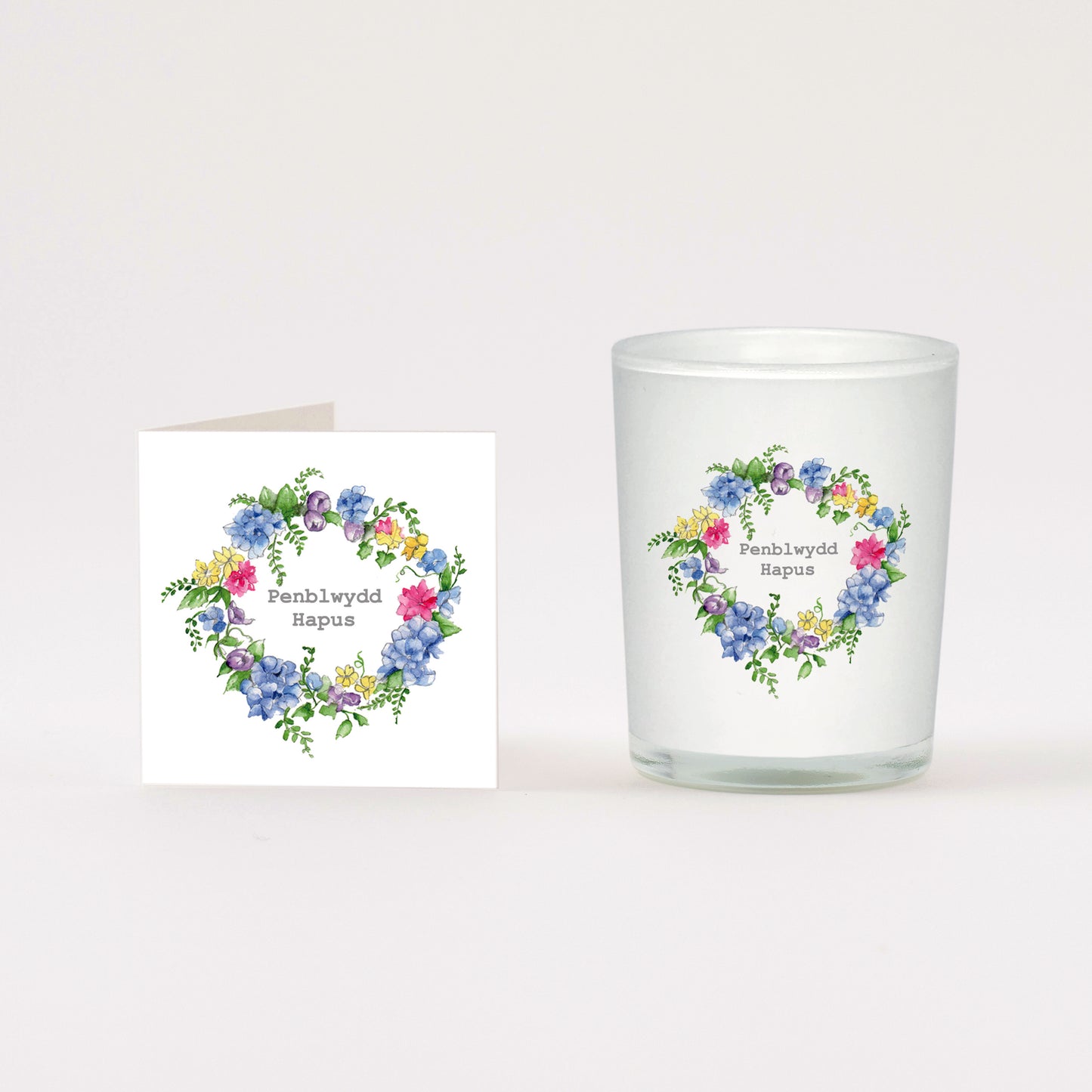 Boxed Welsh Penblwydd Hapus Happy Birthday Candle and Greeting Card Candles Crumble and Core   