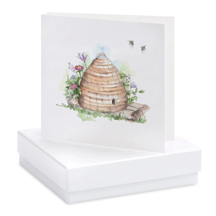 Boxed Straw Beehive Earring Card Earrings Crumble and Core White  