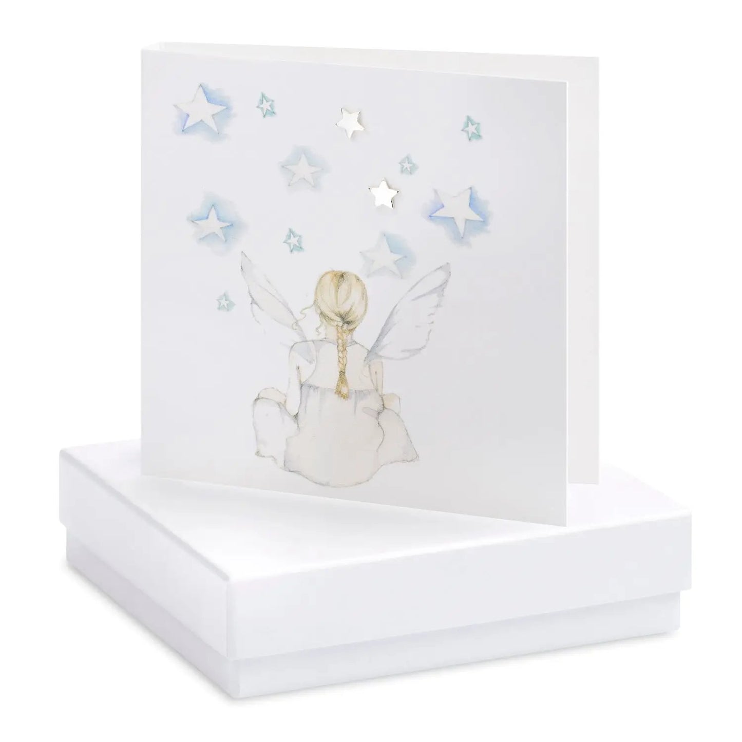 Boxed Sitting Fairy Earring Card Earrings Crumble and Core White  