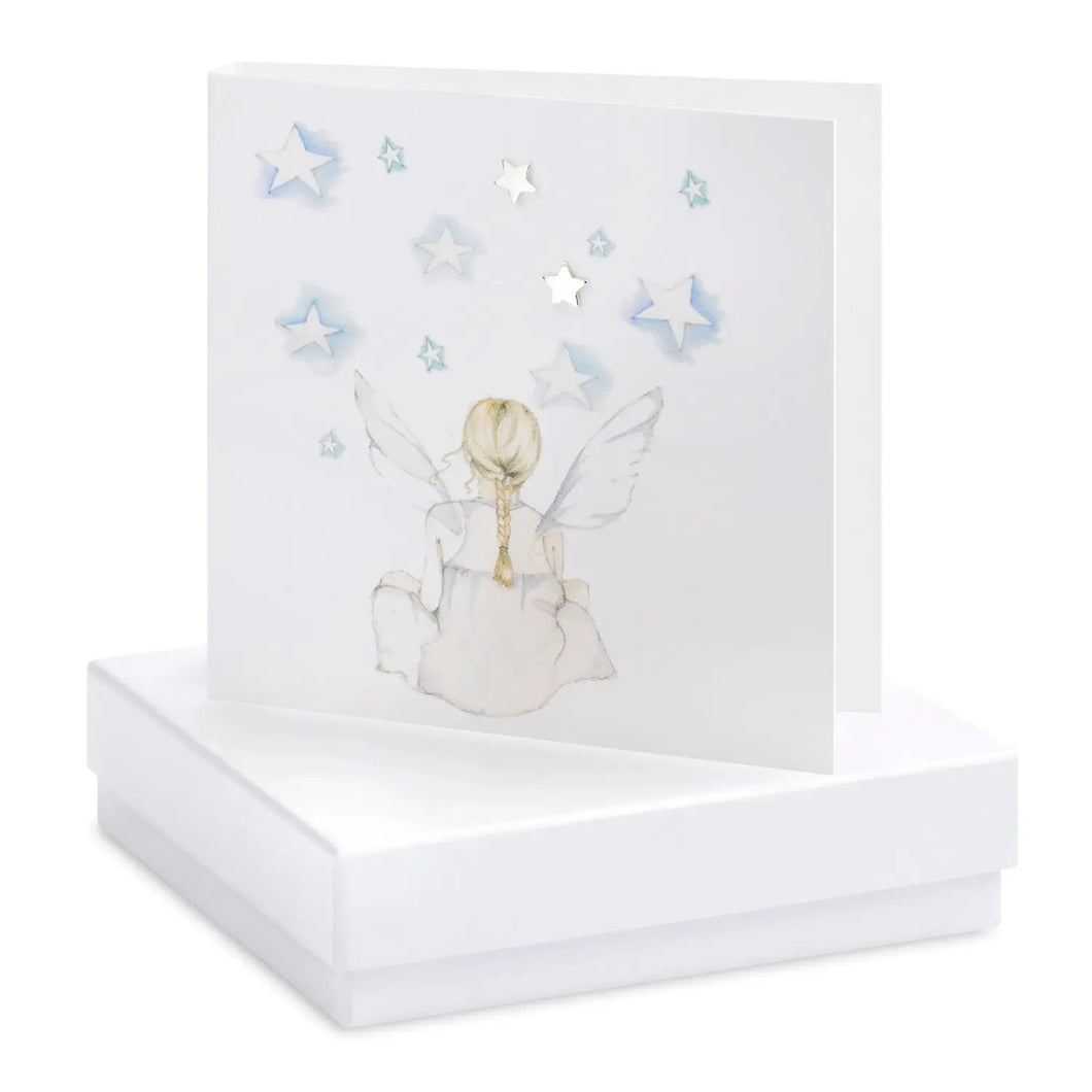 Boxed Sitting Fairy Earring Card Earrings Crumble and Core White  
