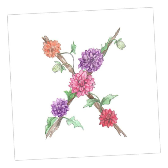Floral Letters X Greeting & Note Cards Crumble and Core 8 x 8 cm  