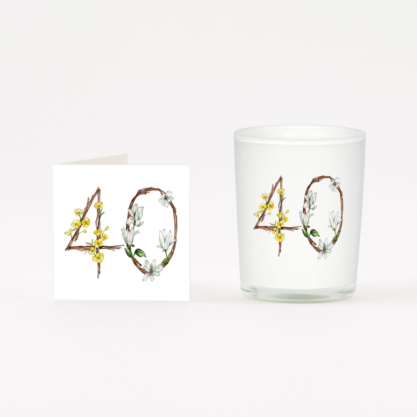 Floral 40 Boxed Candle and Card Candles Crumble and Core White 20cl 