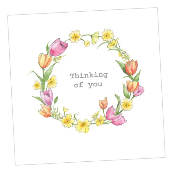 Thinking of You Floral Wreath Greeting & Note Cards Crumble and Core 12 x 12 cm  