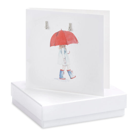 Boxed Earring Card Umbrella Girl Earrings Crumble and Core White  