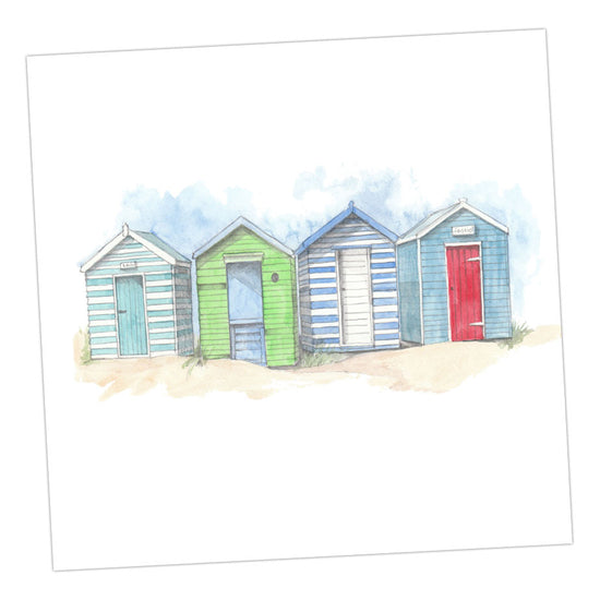 Beach Huts Blank Card Greeting & Note Cards Crumble and Core 15 x 15 cm  