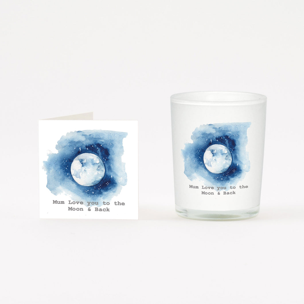 Love You To The Moon Mum Wreath Boxed Candle and Card Candles Crumble and Core White 20cl 