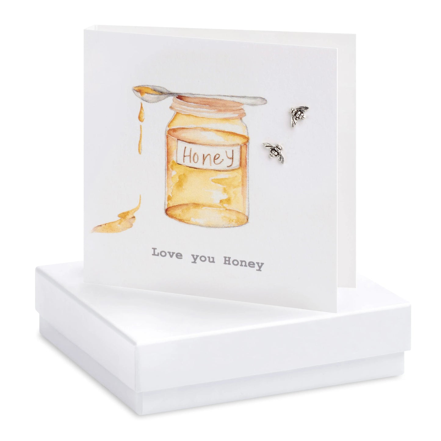 Boxed Love You Honey Earring Card Earrings Crumble and Core White  