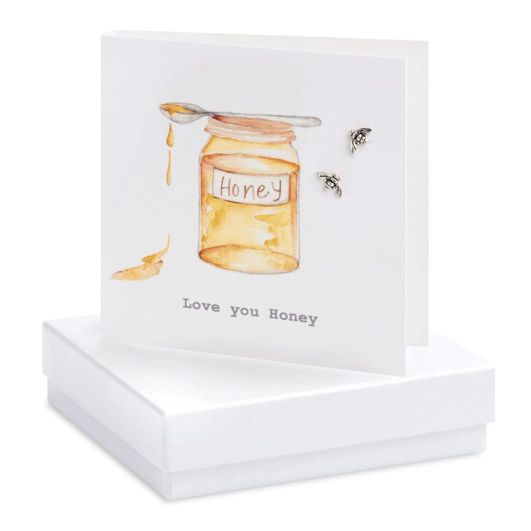 Boxed Love You Honey Earring Card Earrings Crumble and Core White  