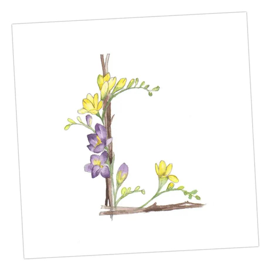 Floral Letters L Greeting & Note Cards Crumble and Core 8 x 8 cm  