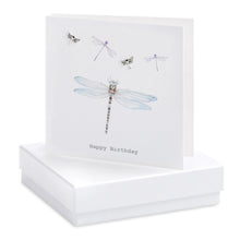 Carica l&#39;immagine nel visualizzatore di Gallery, Boxed Dragonfly Birthday Earring Card Earrings Crumble and Core White  
