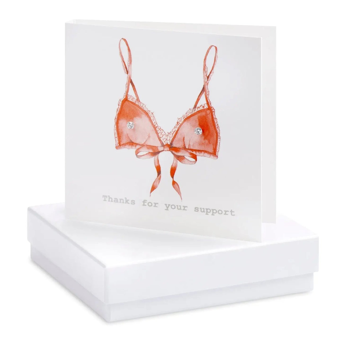 Boxed Thank You For Your Support Bra Earring Card Earrings Crumble and Core White  