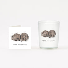 Load image into Gallery viewer, Hedgehogs Anniversary Boxed Candle and Card Crumble &amp; Core
