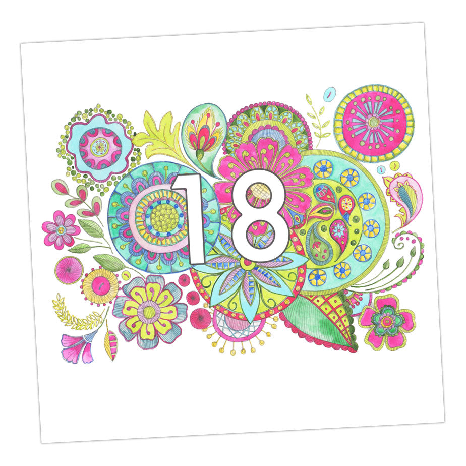 Embroidered 18th Greeting Card Greeting & Note Cards Crumble and Core 12 x 12 cm  