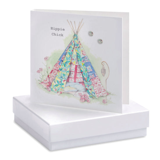 Boxed Festival Tent Hippie Chick Earring Card Earrings Crumble and Core White  