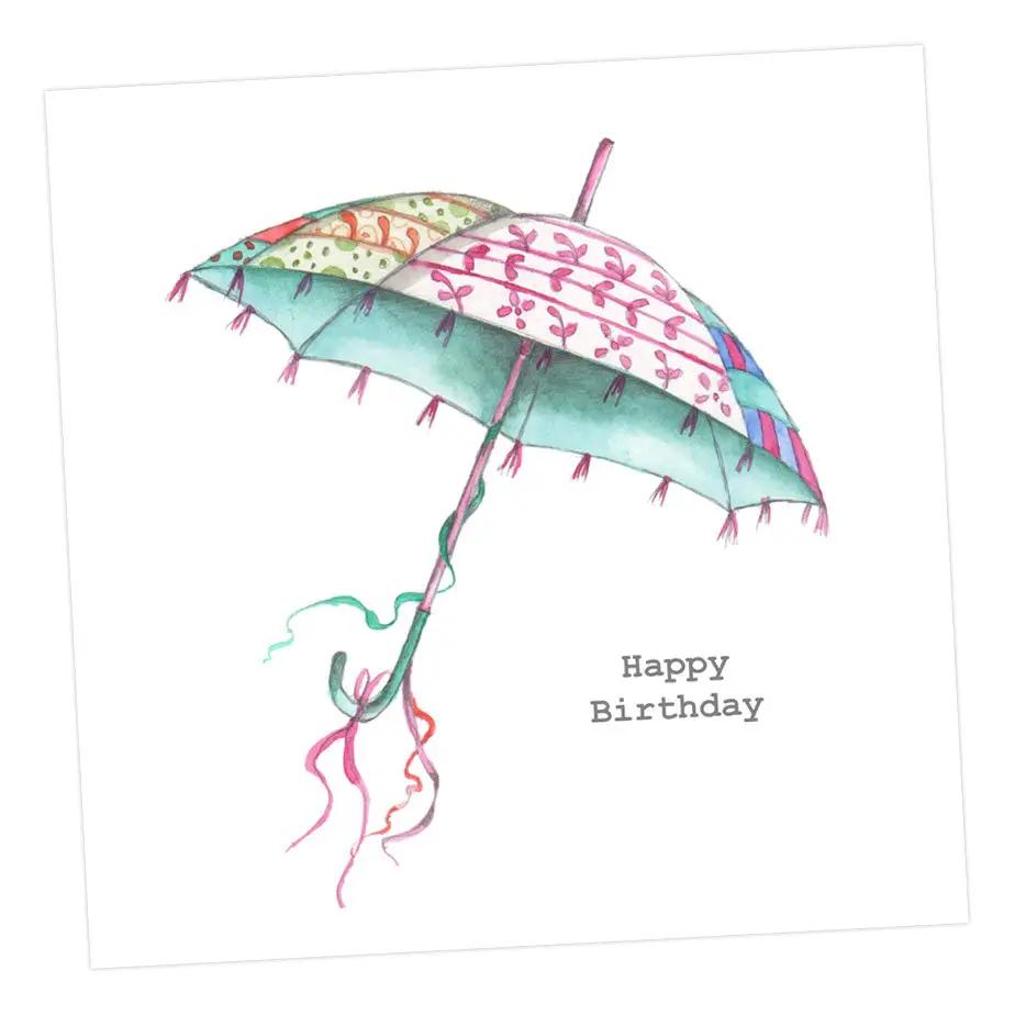 Boho Happy Birthday Umbrella Card Greeting & Note Cards Crumble and Core 15 x 15 cm  