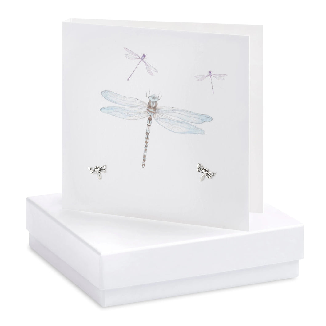 Boxed Blank Dragonfly Earring Card Earrings Crumble and Core White  