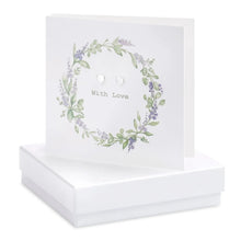 Load image into Gallery viewer, Boxed Lavender With Love Wreath Earring Card Earrings Crumble and Core White  
