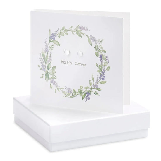 Boxed Lavender With Love Wreath Earring Card Earrings Crumble and Core White  