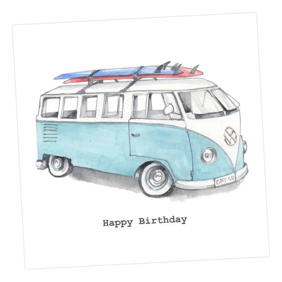 Happy Birthday Camper Van Card Greeting & Note Cards Crumble and Core 12 x 12 cm  
