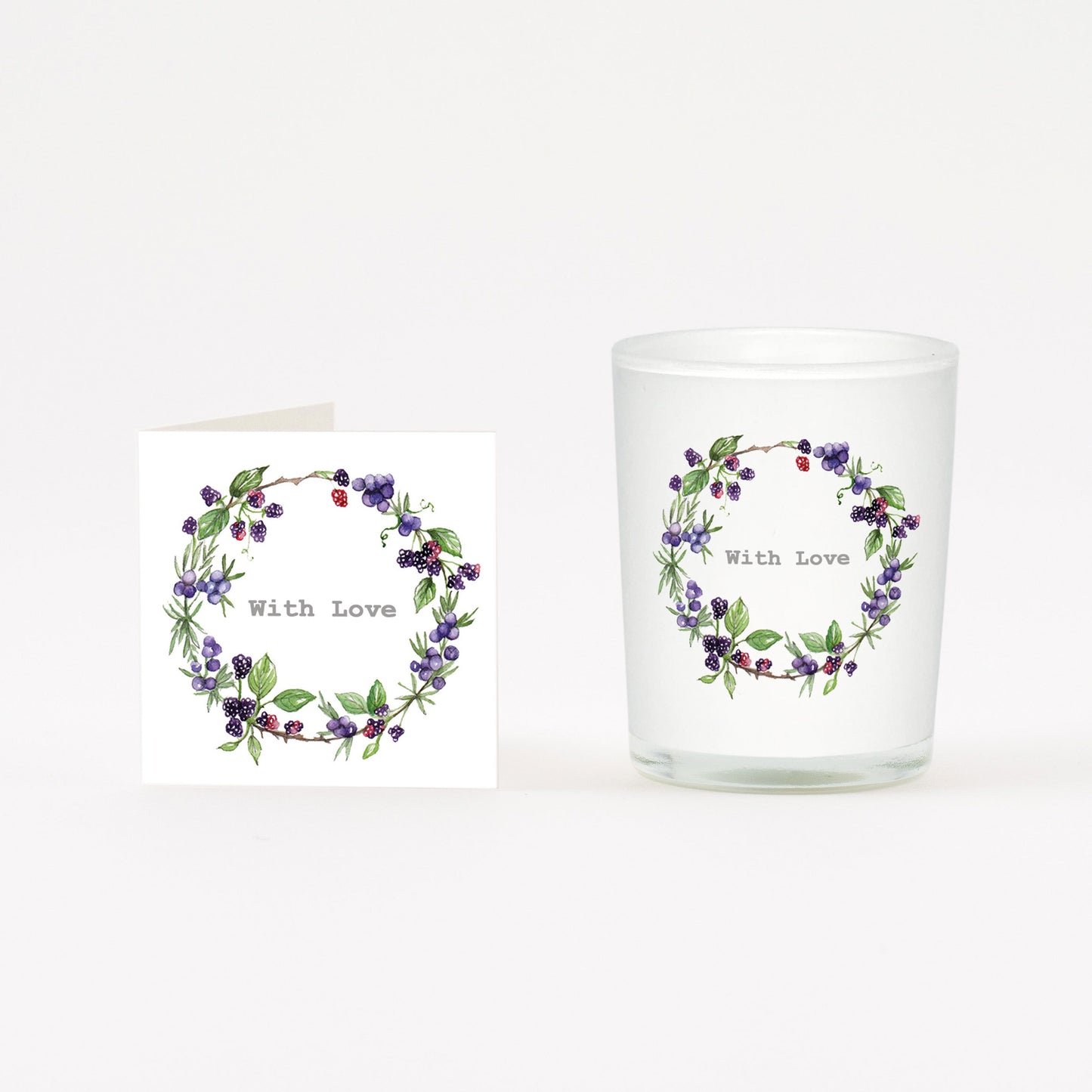 Blackberry Wreath With Love Boxed Candle and Card Candles Crumble and Core White 20cl 