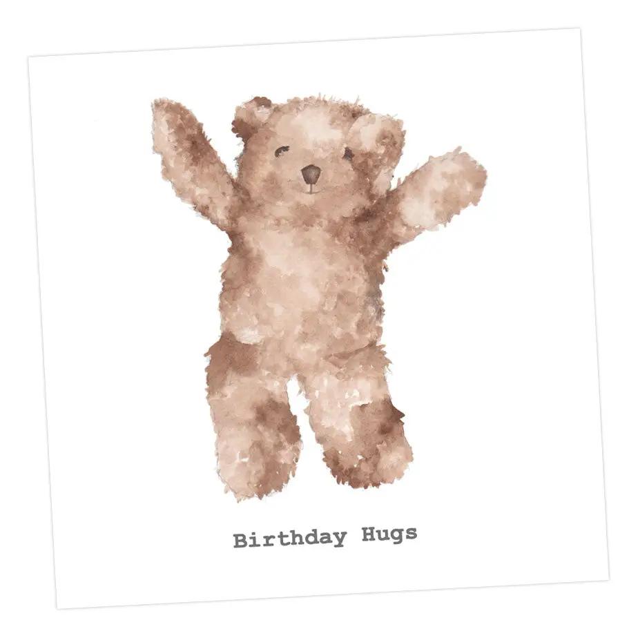 Birthday Hugs Teddy Bear Card Greeting & Note Cards Crumble and Core 12 x 12 cm  