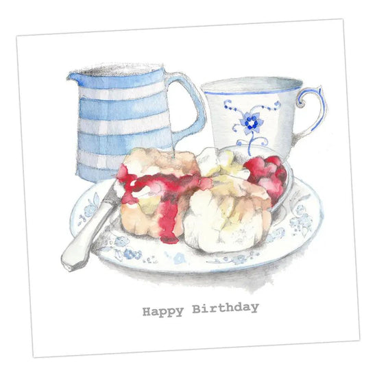 Cream Tea Birthday Card Greeting & Note Cards Crumble and Core 12 x 12 cm  