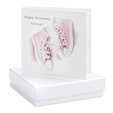 Load image into Gallery viewer, Boxed Happy Birthday Girlie Converse Earring Card Crumble and Core Crumble &amp; Core

