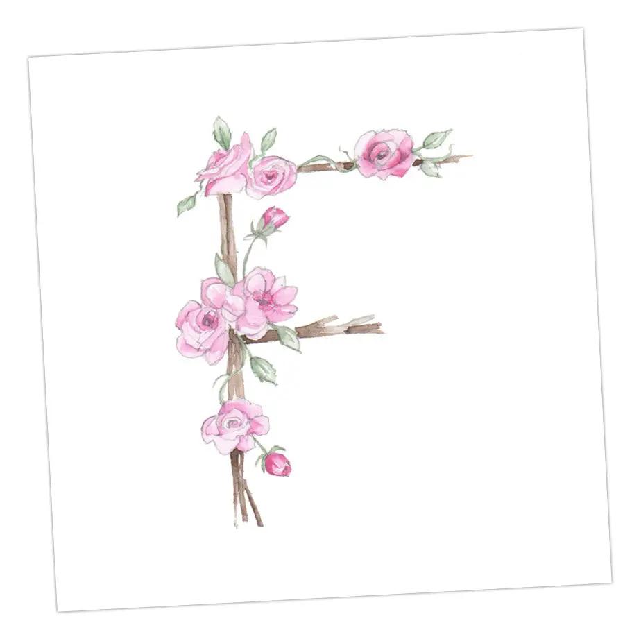 Floral Letters F Greeting & Note Cards Crumble and Core 8 x 8 cm  