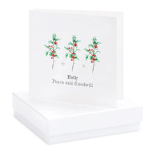 Carica l&#39;immagine nel visualizzatore di Gallery, Boxed Christmas Holly Earring Card Earrings Crumble and Core White  
