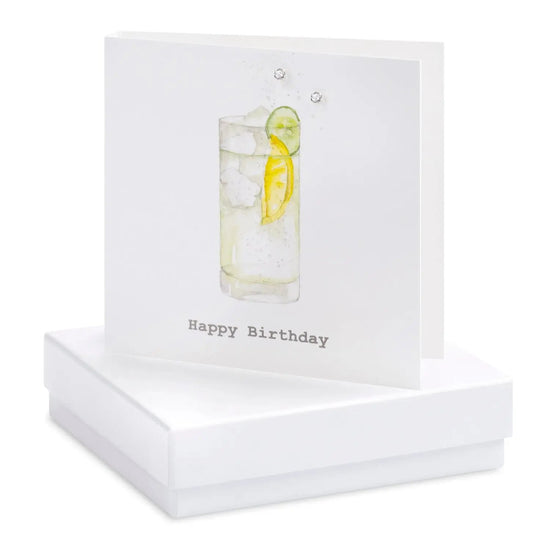 Boxed Gin and Tonic Happy Birthday Earring Card Earrings Crumble and Core White  
