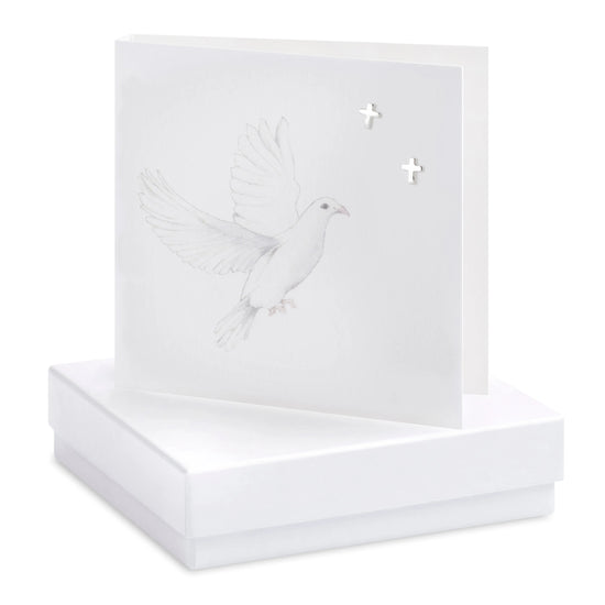 Boxed Dove Cross Earring Card Earrings Crumble and Core White  