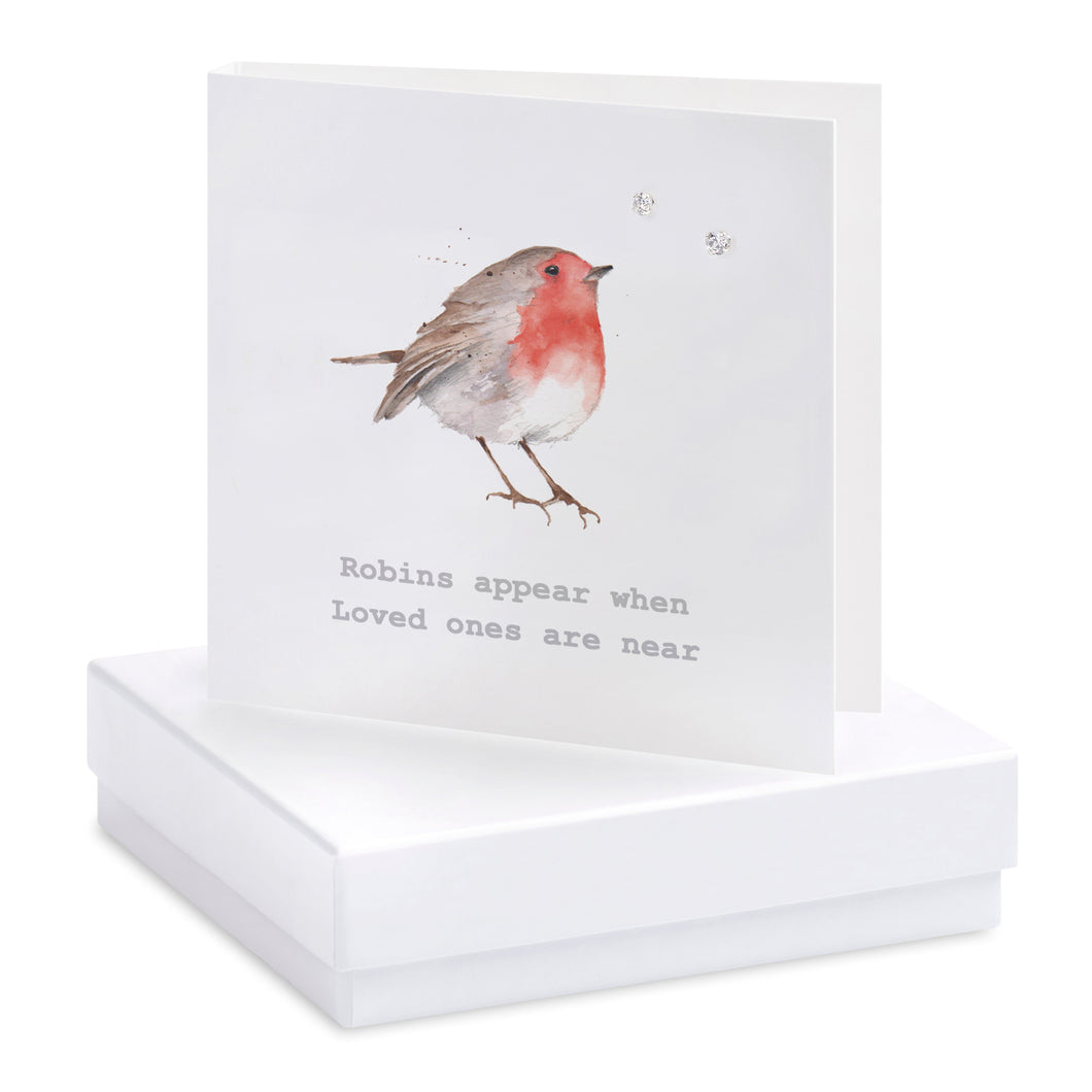 Boxed Robins Appear Earring Card Earrings Crumble and Core White  