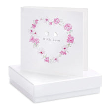 Carica l&#39;immagine nel visualizzatore di Gallery, Boxed Floral Heart With Love Earring Card Earrings Crumble and Core White  
