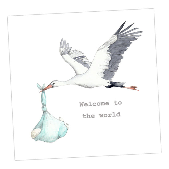 Stork New Baby Greeting & Note Cards Crumble and Core 15 x 15 cm  