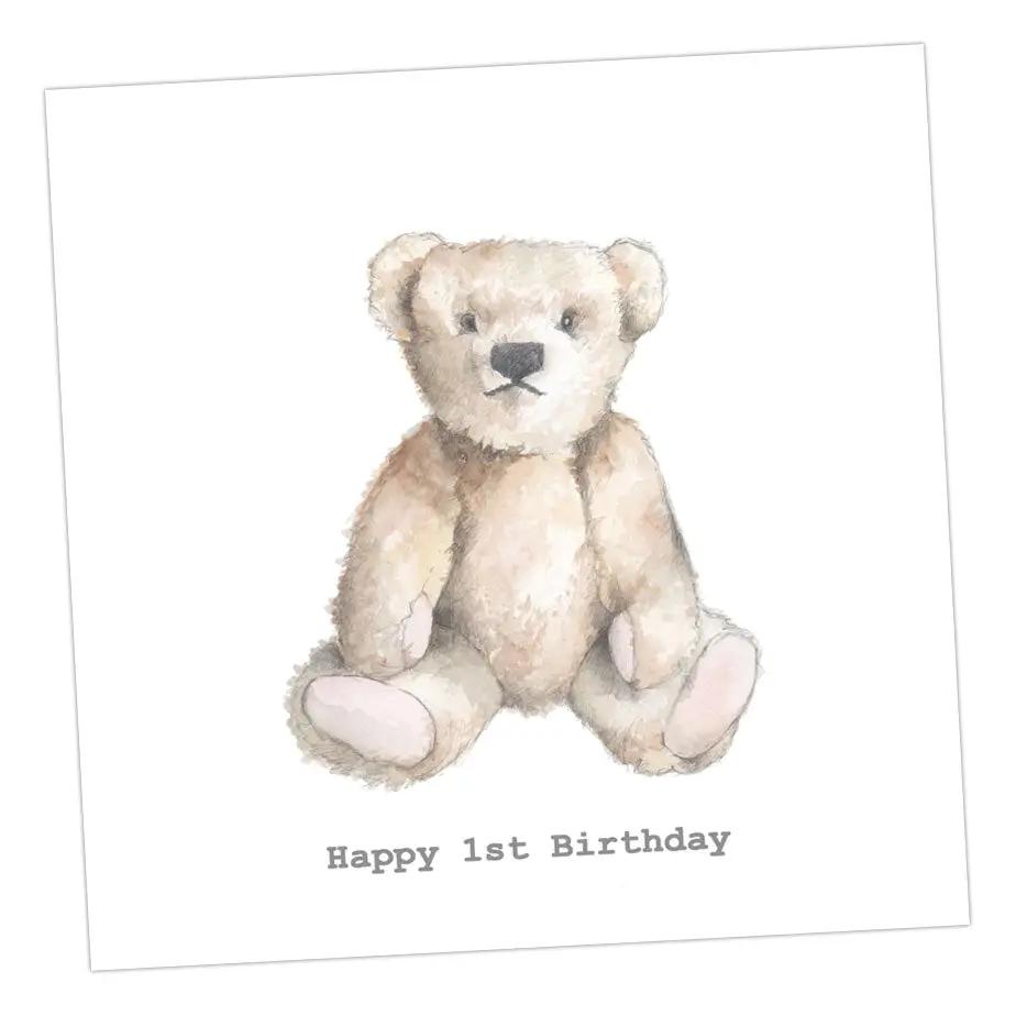 Teddy 1st Birthday Card Greeting & Note Cards Crumble and Core 15 x 15 cm  
