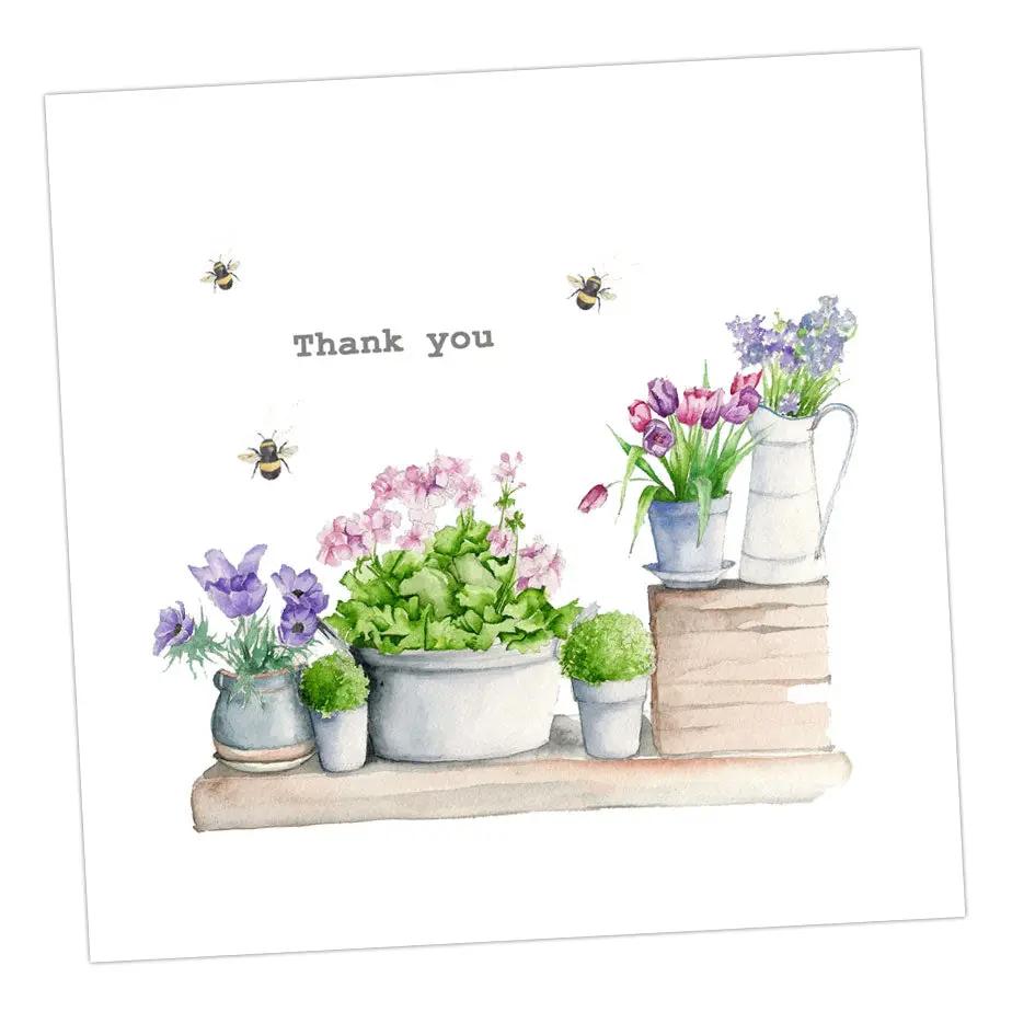 Thank You bees and plants Card Greeting & Note Cards Crumble and Core 12 x 12 cm  