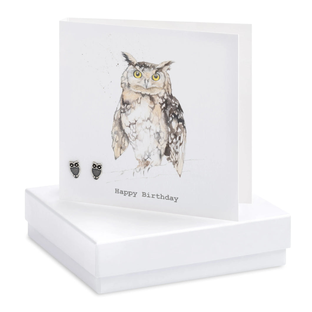 Boxed Owl Birthday Earring Card Crumble and Core Crumble & Core