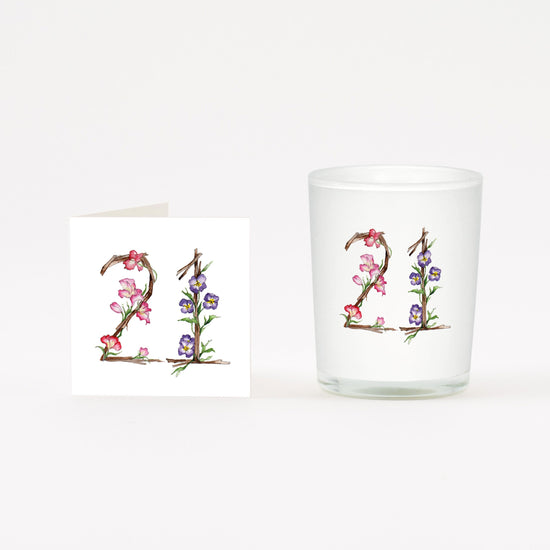 Floral 21 Boxed Candle & Card Candles Crumble and Core White 20cl 