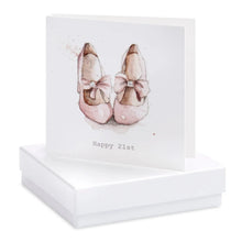 Load image into Gallery viewer, Boxed Happy 21st Party Shoes Earring Card Crumble and Core Crumble &amp; Core
